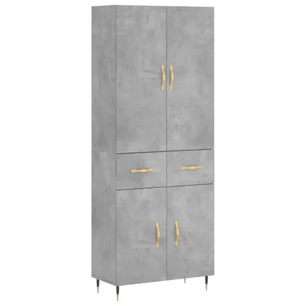 Buffet haut Gris béton 69,5x34x180 cm Bois d'ingénierie 2