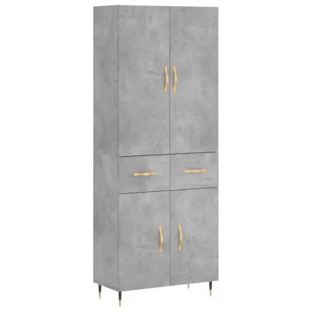 Buffet haut Gris béton 69,5x34x180 cm Bois d'ingénierie