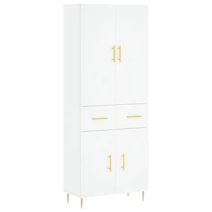Buffet haut Blanc 69,5x34x180 cm Bois d'ingénierie 2