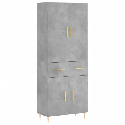 Buffet haut Gris béton 69,5x34x180 cm Bois d'ingénierie 2