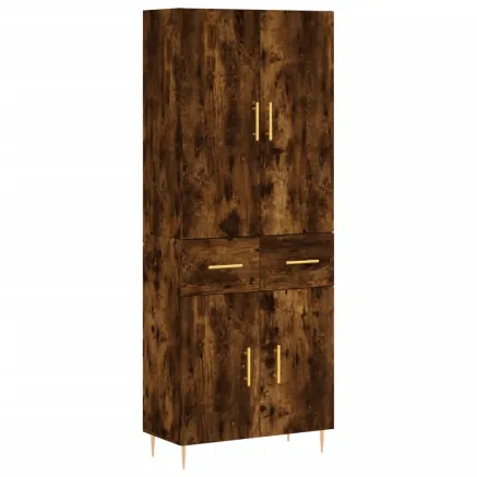 Buffet haut Chêne fumé 69,5x34x180 cm Bois d'ingénierie 2