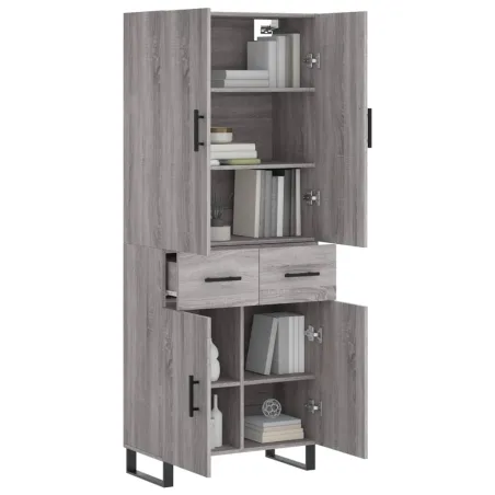 Buffet haut Sonoma gris 69,5x34x180 cm Bois d'ingénierie