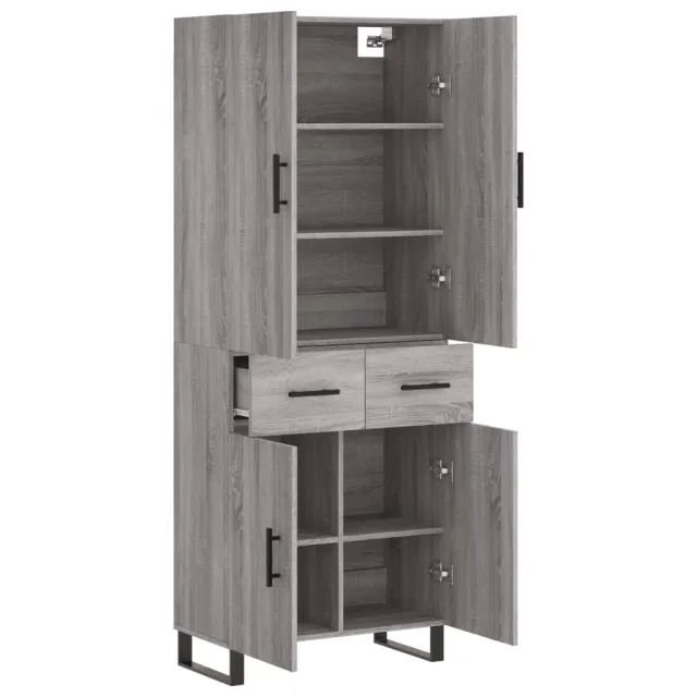 Buffet haut Sonoma gris 69,5x34x180 cm Bois d'ingénierie