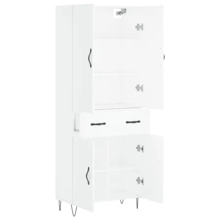 Buffet haut Blanc 69,5x34x180 cm Bois d'ingénierie