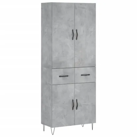 Buffet haut Gris béton 69,5x34x180 cm Bois d'ingénierie 2