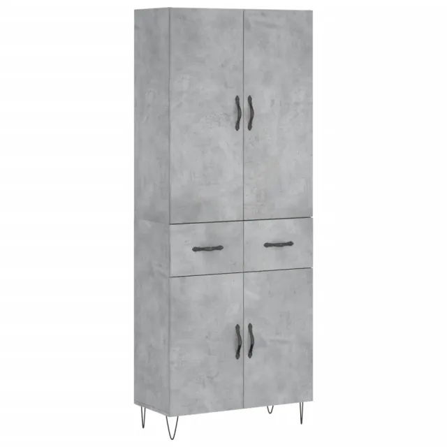 Buffet haut Gris béton 69,5x34x180 cm Bois d'ingénierie