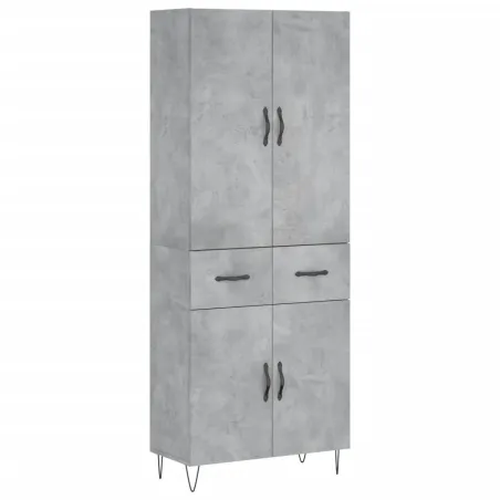 Buffet haut Gris béton 69,5x34x180 cm Bois d'ingénierie