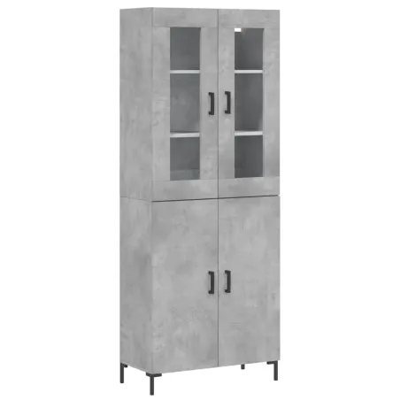 Buffet haut Gris béton 69,5x34x180 cm Bois d'ingénierie