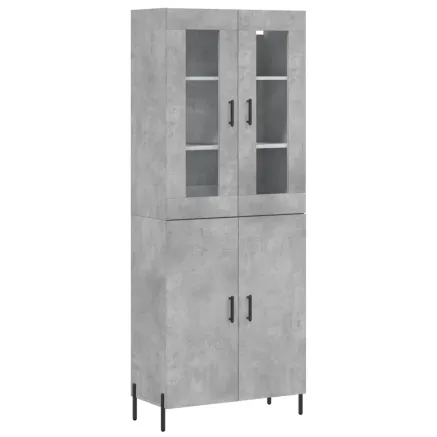 Buffet haut Gris béton 69,5x34x180 cm Bois d'ingénierie 2
