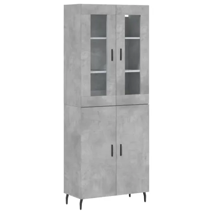 Buffet haut Gris béton 69,5x34x180 cm Bois d'ingénierie 2