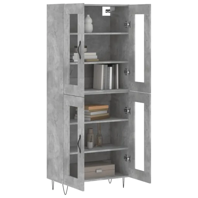 Buffet haut Gris béton 69,5x34x180 cm Bois d'ingénierie
