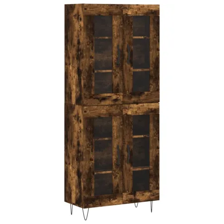 Buffet haut Chêne fumé 69,5x34x180 cm Bois d'ingénierie