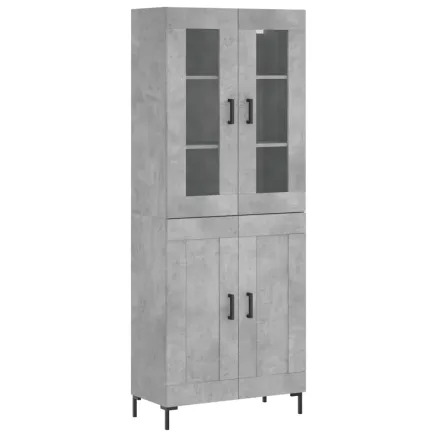 Buffet haut Gris béton 69,5x34x180 cm Bois d'ingénierie 2