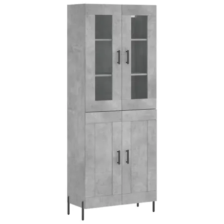 Buffet haut Gris béton 69,5x34x180 cm Bois d'ingénierie 2