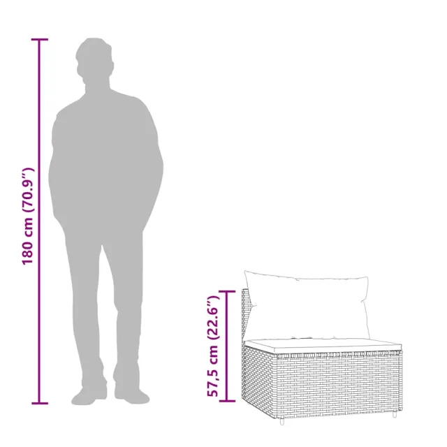 Salon de jardin 3 pcs avec coussins marron résine tressée