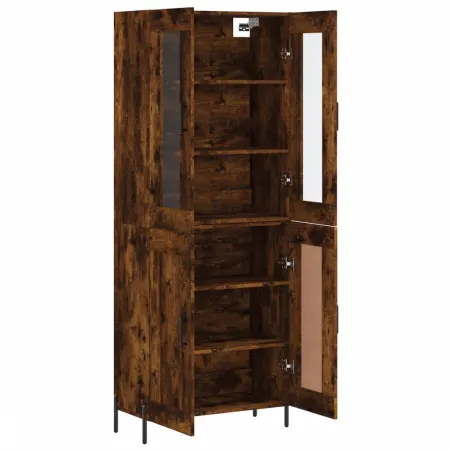 Buffet haut Chêne fumé 69,5x34x180 cm Bois d'ingénierie