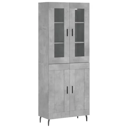Buffet haut Gris béton 69,5x34x180 cm Bois d'ingénierie 2