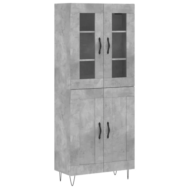 Buffet haut Gris béton 69,5x34x180 cm Bois d'ingénierie