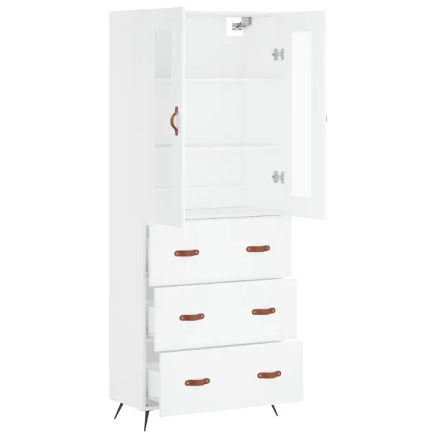 Buffet haut Blanc 69,5x34x180 cm Bois d'ingénierie