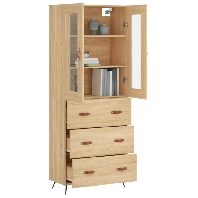 Buffet haut Chêne sonoma 69,5x34x180 cm Bois d'ingénierie