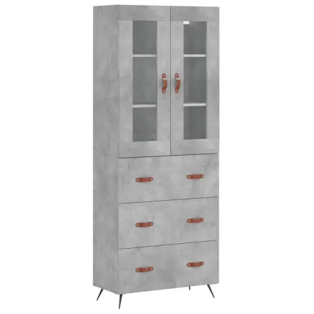 Buffet haut Gris béton 69,5x34x180 cm Bois d'ingénierie