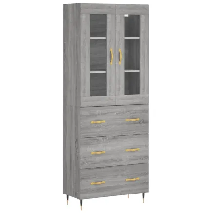 Buffet haut Sonoma gris 69,5x34x180 cm Bois d'ingénierie 2