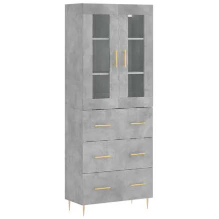 Buffet haut Gris béton 69,5x34x180 cm Bois d'ingénierie 2
