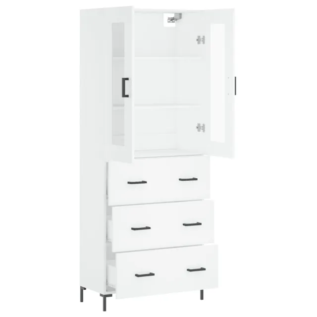 Buffet haut Blanc 69,5x34x180 cm Bois d'ingénierie