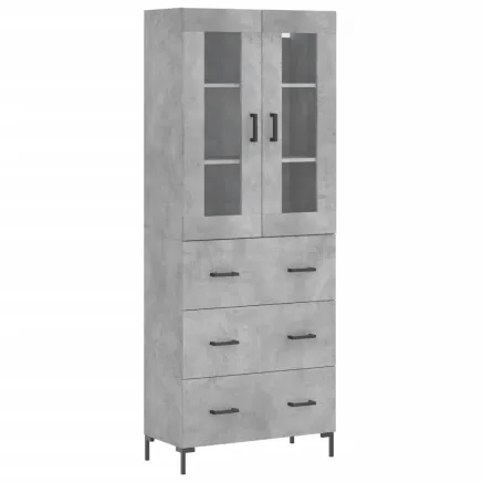 Buffet haut Gris béton 69,5x34x180 cm Bois d'ingénierie 2