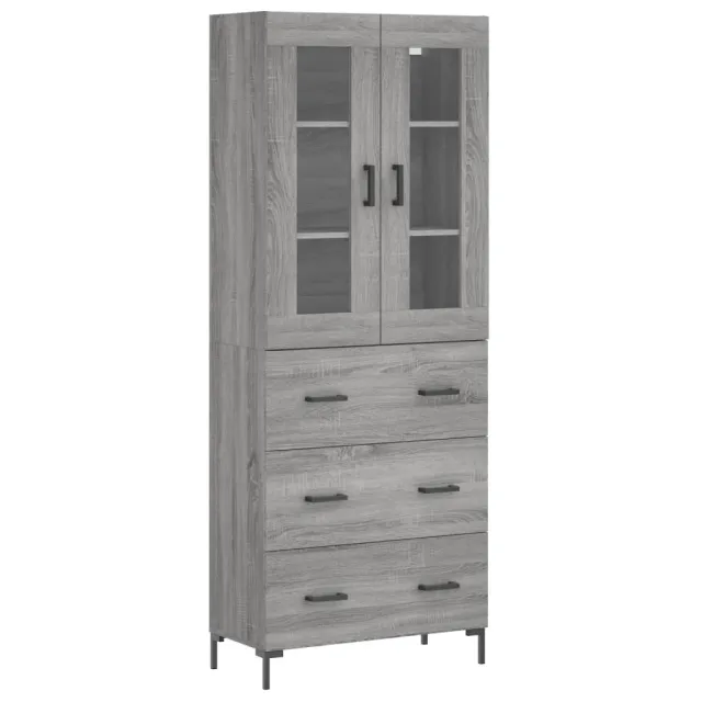 Buffet haut Sonoma gris 69,5x34x180 cm Bois d'ingénierie