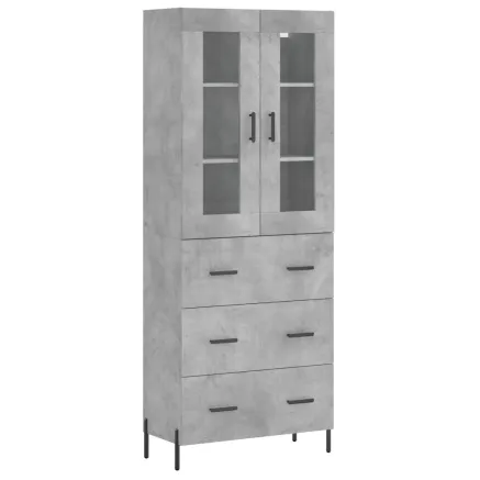 Buffet haut Gris béton 69,5x34x180 cm Bois d'ingénierie 2