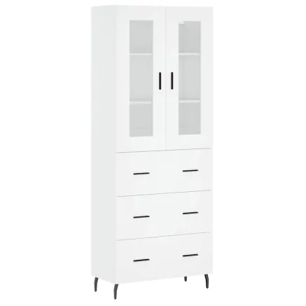 Buffet haut Blanc 69,5x34x180 cm Bois d'ingénierie 2