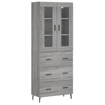 Buffet haut Sonoma gris 69,5x34x180 cm Bois d'ingénierie 2