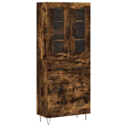 Buffet haut Chêne fumé 69,5x34x180 cm Bois d'ingénierie 2