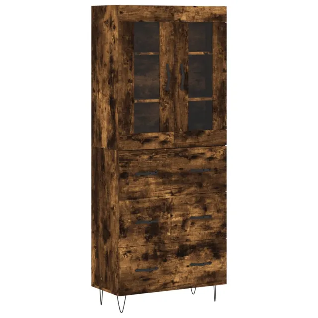 Buffet haut Chêne fumé 69,5x34x180 cm Bois d'ingénierie