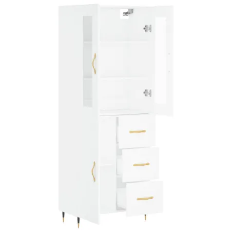 Buffet haut Blanc 69,5x34x180 cm Bois d'ingénierie