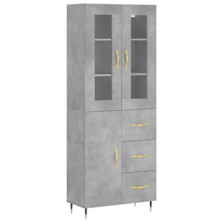 Buffet haut Gris béton 69,5x34x180 cm Bois d'ingénierie 2