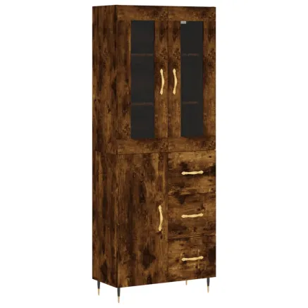Buffet haut Chêne fumé 69,5x34x180 cm Bois d'ingénierie 2