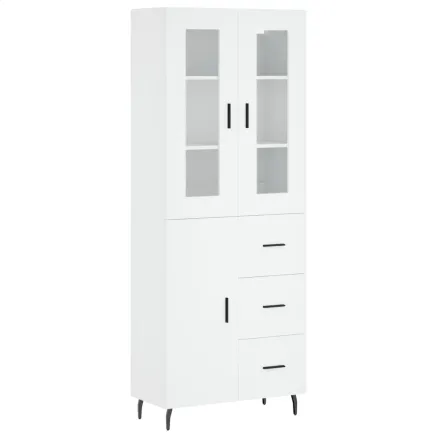Buffet haut Blanc 69,5x34x180 cm Bois d'ingénierie 2