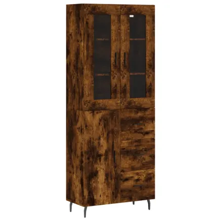 Buffet haut Chêne fumé 69,5x34x180 cm Bois d'ingénierie 2