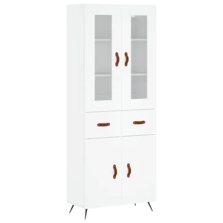 Buffet haut Blanc 69,5x34x180 cm Bois d'ingénierie 2