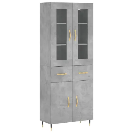 Buffet haut Gris béton 69,5x34x180 cm Bois d'ingénierie 2