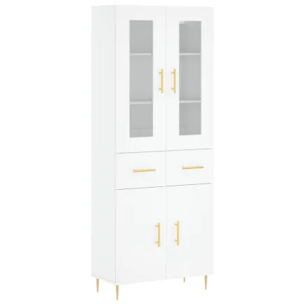 Buffet haut Blanc 69,5x34x180 cm Bois d'ingénierie 2