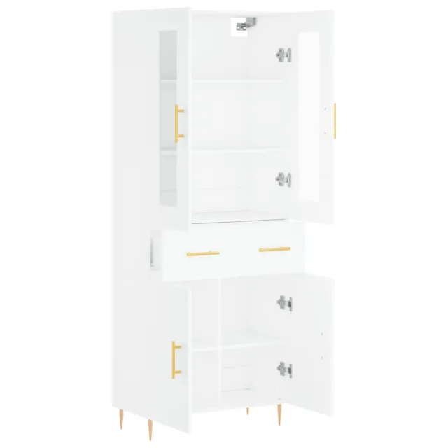 Buffet haut Blanc 69,5x34x180 cm Bois d'ingénierie