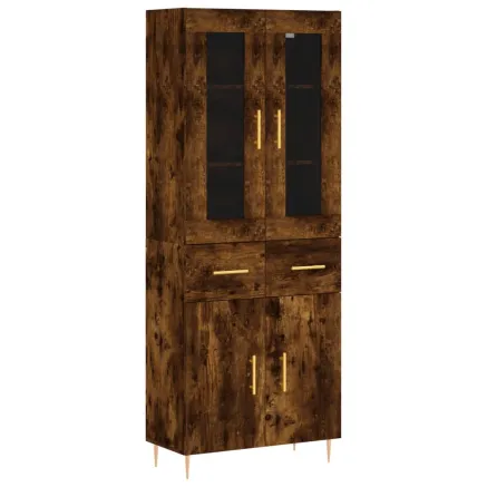 Buffet haut Chêne fumé 69,5x34x180 cm Bois d'ingénierie 2