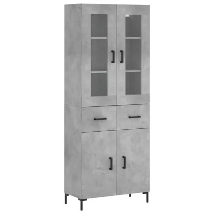 Buffet haut Gris béton 69,5x34x180 cm Bois d'ingénierie 2