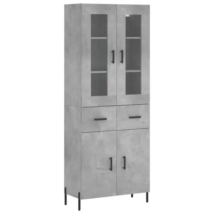 Buffet haut Gris béton 69,5x34x180 cm Bois d'ingénierie 2