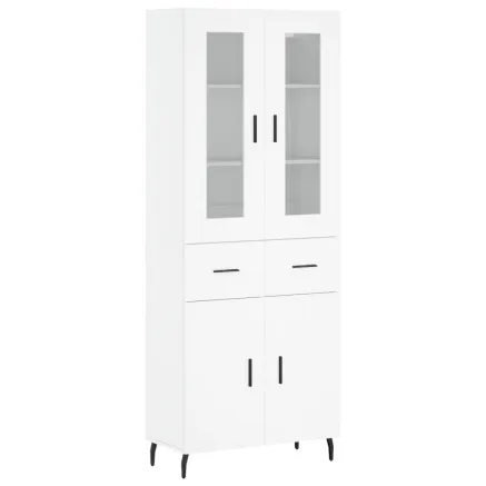 Buffet haut Blanc 69,5x34x180 cm Bois d'ingénierie 2