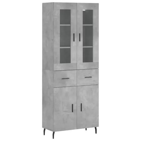 Buffet haut Gris béton 69,5x34x180 cm Bois d'ingénierie