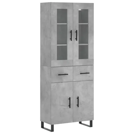 Buffet haut Gris béton 69,5x34x180 cm Bois d'ingénierie 2
